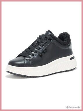 Laraline Platform Sneaker with Fur Lace-Up Casual